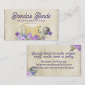 Visite thé brassage boule teacup fleurs carte de visite,  (Devant / Derrière)