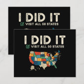 Visité Tous les 50 États américains - USA Carte Vo (Devant / Derrière)