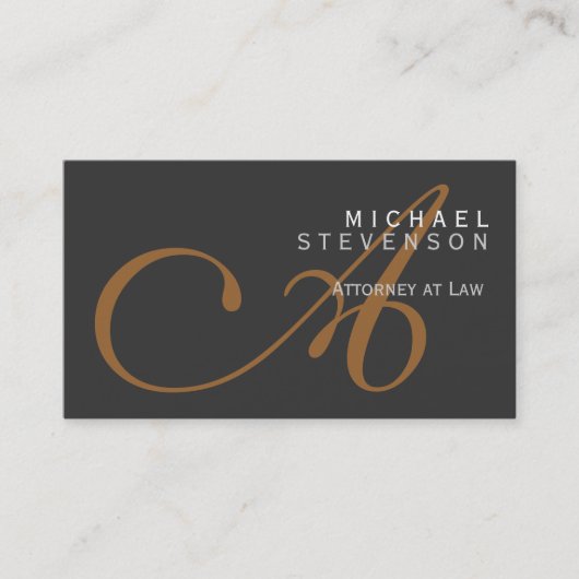 Visite Trendy Cute Plain Monogram Attorney Carte de visit (Devant)