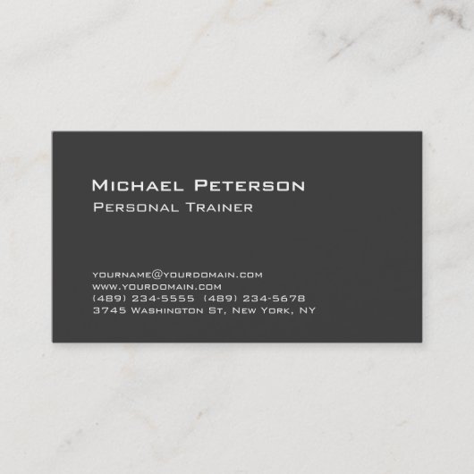 Visite Trendy Grey Personal Trainer Fitness Carte de visi (Devant)