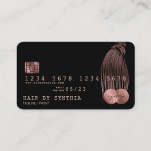 Visite Tresses or Rose stylisées de carte de crédit