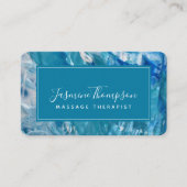 Visite Turquoise moderne Bleu Abstrait Art Carte de visit (Devant)