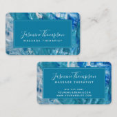 Visite Turquoise moderne Bleu Abstrait Art Carte de visit (Devant / Derrière)