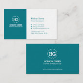 Visite Turquoise vert blanc deux lettres logo carte de vi (Devant / Derrière)