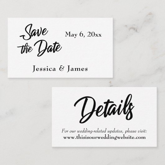 Visite Typographie de script simple Enregistrer la carte  (Devant / Derrière)