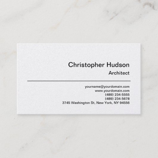 Visite Unique Pearl Simple Plain Architect Carte de visit (Devant)
