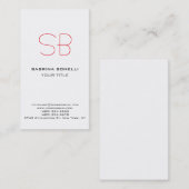 Visite Unique rouge Monogramme blanc mignon Carte de visi (Devant / Derrière)