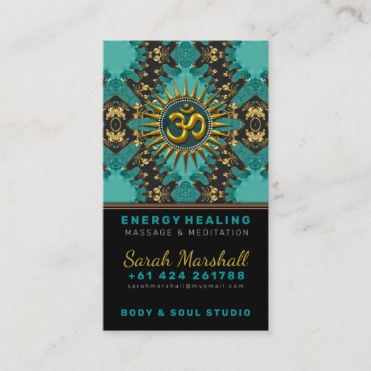 Visite V2 Turquoise Gold Eastern Sparkle OM Yoga Carte de (Devant)