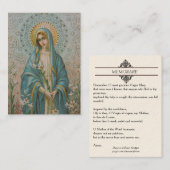 Visite Vierge Marie béni avec la carte sainte de Memorare (Devant / Derrière)