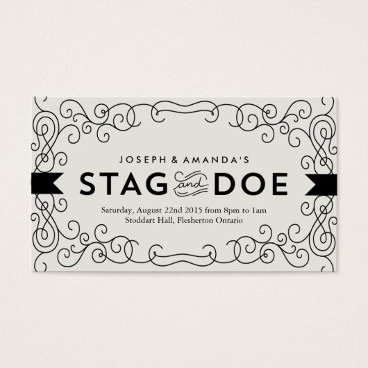Visite vintage Billet d'événement Stag and Doe //  (Devant)