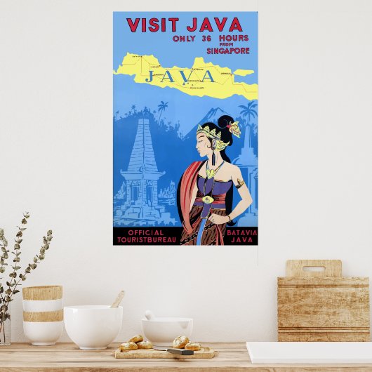 Visite vintage Java Travel Poster (Cuisine)