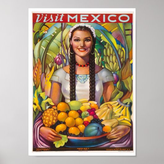 Visite vintage Mexique Travel Poster (Devant)