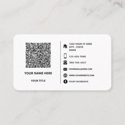 Visite Vos informations d'analyse de code QR Carte de vis (Devant)