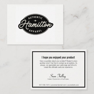 Visite Votre carte de service client noir et blanc logo