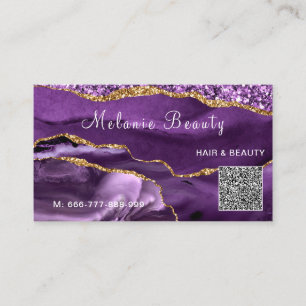 Visite Votre QR Code Info Agate Purple Gold Carte de visi