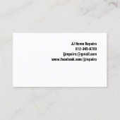 Visite Zap électrique Réparations domestiques Carte de vi (Dos)