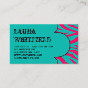 Visite Zèbre Turquoise rose chaud Imprimer Carte de visit