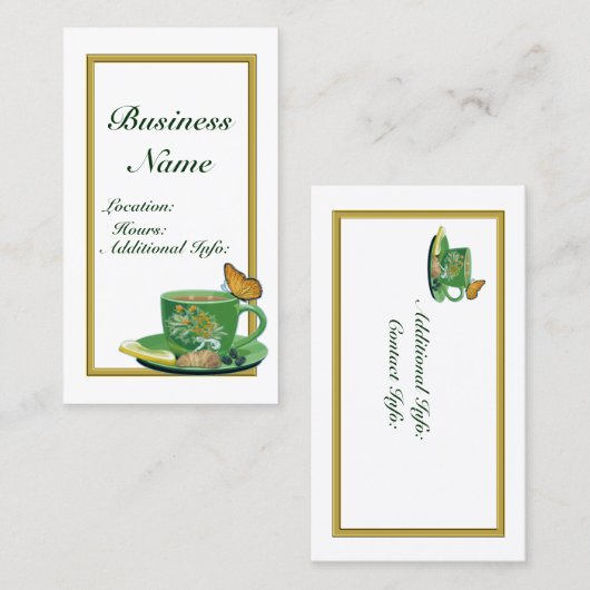 Visitekaartje 2 van de Groene & Witte Koffiebeker (Voorkant / Achterkant)