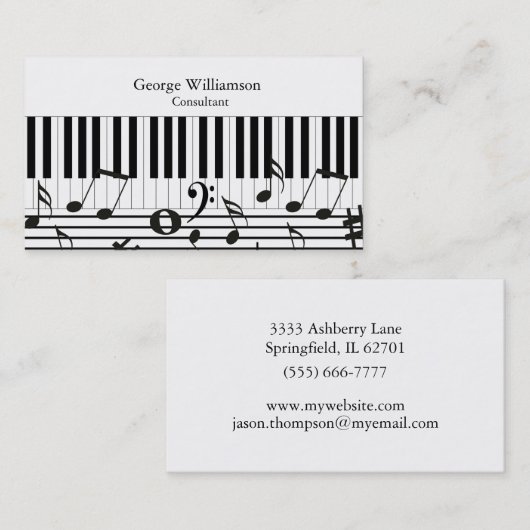Visitekaartje Aangepaste pianoketoestellen (Voorkant / Achterkant)