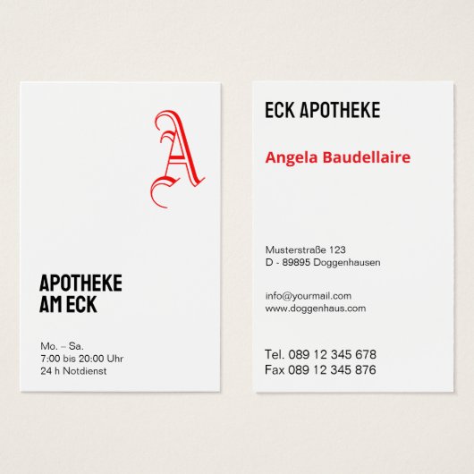 Visitekaartje Apotheek  (Voorkant /achterkant)