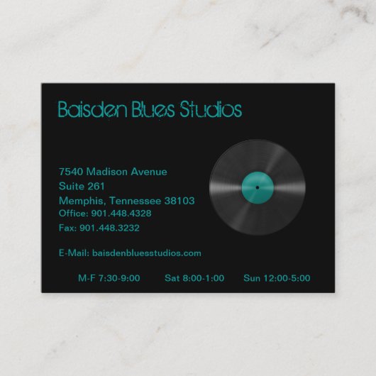 Visitekaartje Baisden Blues Studio (Voorkant)