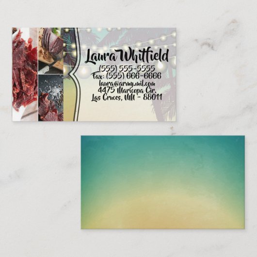 Visitekaartje Beach Sunset Palm String Lights (Voorkant / Achterkant)