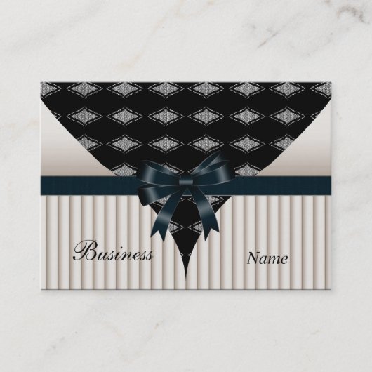 Visitekaartje Beige Black Bow (Voorkant)