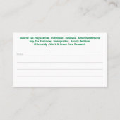 Visitekaartje belastingvoorbereiding (preparer) (Achterkant)