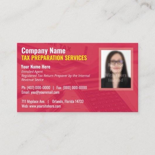 Visitekaartje belastingvoorbereiding (Preparer) Fo (Voorkant)