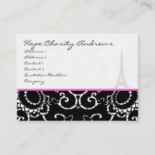 Visitekaartje Black White Damask Eiffel Tower