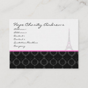Visitekaartje Black White Damask Eiffel Tower