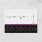 Visitekaartje Black White Damask Eiffel Tower (Achterkant)