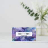 Visitekaartje blauw en Paarse Waterverf (Staand voorkant)