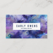 Visitekaartje blauw en Paarse Waterverf (Voorkant)