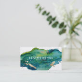 Visitekaartje Blauw groen en goudplatter (Staand voorkant)