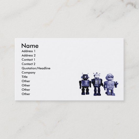visitekaartje blauwe robots (Voorkant)