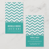VISITEKAARTJE Bold Trendy Chevron Strepen Jade (Voorkant / Achterkant)