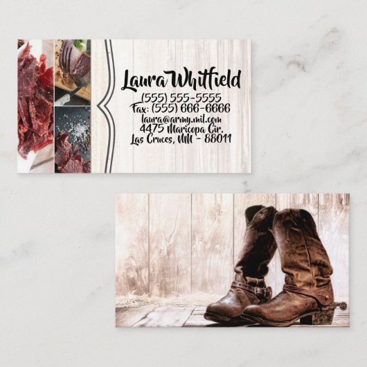 visitekaartje Boots Country Rustic Western Draag B (Voorkant / Achterkant)