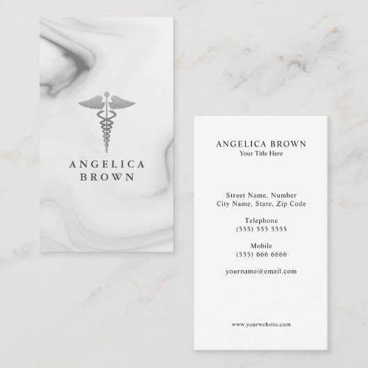 Visitekaartje Caduceus Symbool Marble Pattern (Voorkant / Achterkant)