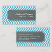 VISITEKAARTJE Chevron Stripe Aqua Glitter Effect (Voorkant / Achterkant)