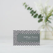 VISITEKAARTJE Chevron Stripe Black Glitter Effect (Staand voorkant)