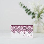 VISITEKAARTJE classy Damask Maroon Mulberry White (Staand voorkant)
