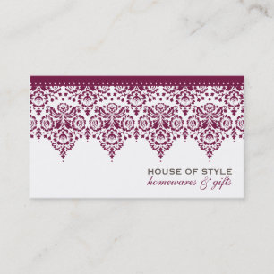 VISITEKAARTJE classy Damask Maroon Mulberry White