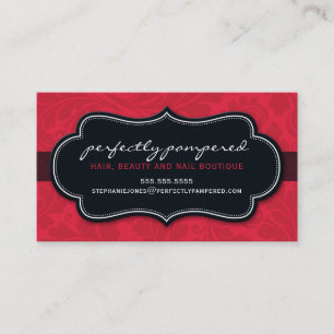 VISITEKAARTJE classy flourish cherry rood zwart