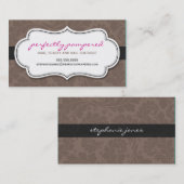 VISITEKAARTJE classy flourish Chocolate Pink Black (Voorkant / Achterkant)