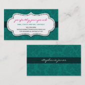 VISITEKAARTJE classy flourish emerald roze zwart (Voorkant / Achterkant)