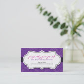 VISITEKAARTJE classy flourish violet paarse zwart (Staand voorkant)