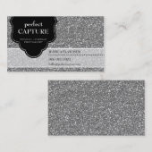 VISITEKAARTJE Cool Bold Captured Silver Glitter (Voorkant / Achterkant)