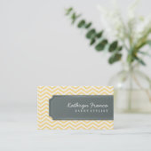 VISITEKAARTJE Cool Chevron Stripe bord geel grijs (Staand voorkant)