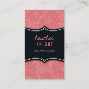 VISITEKAARTJE Cool Flourish Zwart Koraal Roze